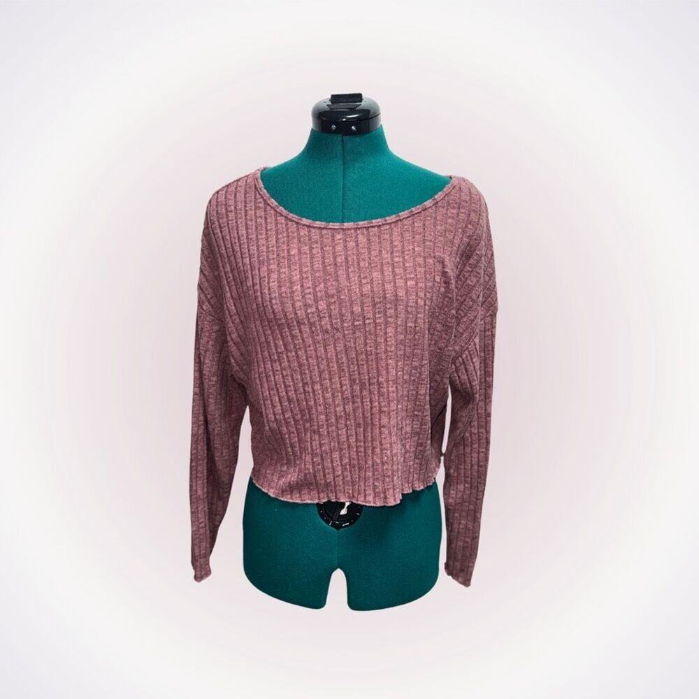 SHEIN Pink Ribbed Long-Sleeve Shirt | Sz XS